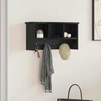Wandgemonteerde kapstok met plank Zwart eiken 50 x 16 x 26 cm
