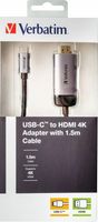 Verbatim USB-C Adapterkabel [1x USB-C stekker - 1x HDMI-stekker] 49144 - thumbnail