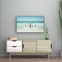 Moderne TV Standaard TV Console Opbergkast voor TV's tot 60" Flatscreen/met 2 Lades/2 Schuifdeuren/Kabel Management Gat Eik - thumbnail