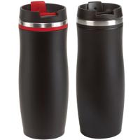 Thermosbekers - warmhoud drinkbekers - 2x stuks - rood en zwart - 400 ml - Isolerende drinkbekers Thermosbekers - warmhoud drinkbekers - 2x stuks - rood en zwart - 400 ml - Isolerende drinkbekers