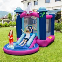 Opblaasbare Waterglijbaan Kasteeltrampoline voor Kinderen met Luchtblazer 207 x 393 x 270 cm - thumbnail