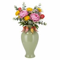 Vaas Spring birds - pistache groen - keramiek - D21 x 34 cm - bloemenvaas