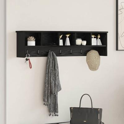 Wandgemonteerde kapstok met plank Zwart eiken 100 x 16 x 26 cm