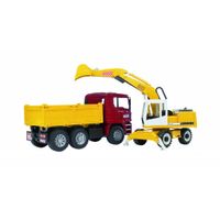 Bruder MAN TGA kipper met Liebherr graafmachine Bruder MAN TGA kipper met Liebherr graafmachine