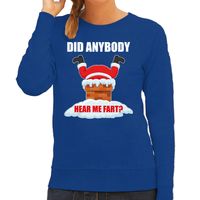 Fun Kerstsweater / outfit Did anybody hear my fart blauw voor dames - thumbnail