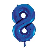 Cijfer ballon in blauw 8