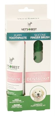 Vets Best puppy tandpasta met vingerborstel kit