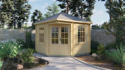 Blokhut Tulp 300x300 cm - Groen geïmpregneerd- Puntdak- Geïmpregneerd vurenhout- Tuindeco