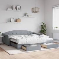 Slaapbank onderschuifbed en lades 100x200 cm stof lichtgrijs