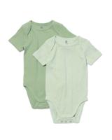 HEMA Meegroei Rompers Rib Bamboe Stretch - 2 Stuks Groen (groen)