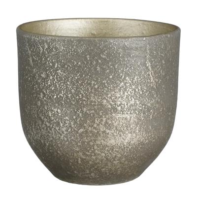 Mica Decorations Plantenpot/bloempot - terracotta - zwart/goud flakes - D24/H22 cm
