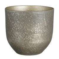 Mica Decorations Plantenpot/bloempot - terracotta - zwart/goud flakes - D24/H22 cm