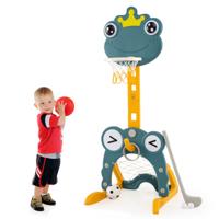 Basketbalring voor Peuters 4-in-1 Sportspeelgoed met Ring Voetbaldoel Ringwerpen Golf in Hoogte Verstelbare Ring Vulbare Basis Groen