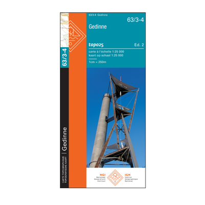 Topografische kaart - Wandelkaart 63/3-4 Topo25 Gedinne | NGI - Nationaal Geografisch Instituut