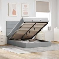 Ottoman bed met matras en LED's 140x200cm stof lichtgrijs