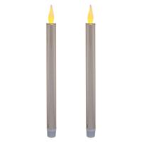 Feeric lights and christmas LED dinerkaarsen - kandelaar kaarsen - zilver glans - 28 cm
