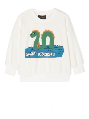 Mini Rodini sweat à imprimé graphique Loch Ness - Blanc