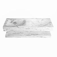 MONDIAZ ALAN-DLUX 120cm planchet Glace. Vrijhangende wastafel CLOUD dubbel zonder kraangat, kleur Glace.