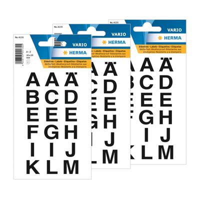 Herma Stickervel alfabet - 108x stuks - plak letters - A tm Z - zwart - 20x20 mm
