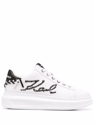 Karl Lagerfeld baskets en cuir à logo brodé - Blanc