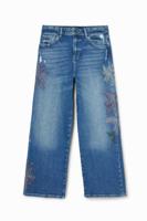 Bloemen denim broek - BLUE - 44