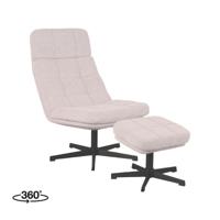 LABEL51 Fauteuil Alvar - Naturel - Boucle - Incl. Hocker - thumbnail