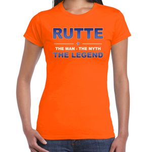 Rutte naam t-shirt the man / the myth / the legend oranje voor dames