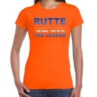 Rutte naam t-shirt the man / the myth / the legend oranje voor dames