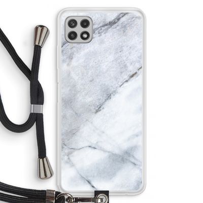 Witte marmer: Samsung Galaxy A22 4G Transparant Hoesje met koord