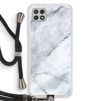 Witte marmer: Samsung Galaxy A22 4G Transparant Hoesje met koord