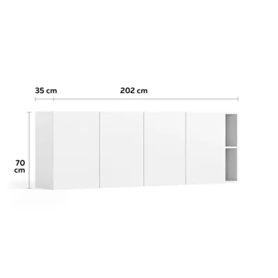 Horizontale kledingkast 4 deurs voor boven je opklapbed