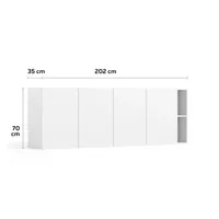 Horizontale kledingkast 4 deurs voor boven je opklapbed