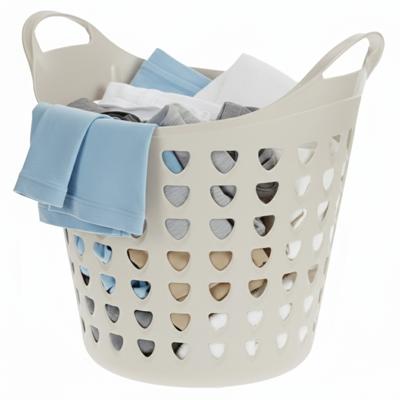 Excellent Houseware Flexibele wasmand - beige - 26 liter - kunststof - 40 x 41 cm