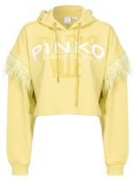 PINKO hoodie crop à détails de plumes - Jaune