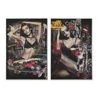 Schilderij Home ESPRIT Zwart Modern Stads 80 x 3,5 x 120 cm (2 Stuks)