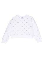 Chiara Ferragni Kids sweat en coton à ornements strassés - Blanc