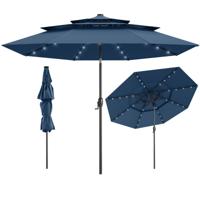 3-Laags Parasol met Slinger Aan Beide Zijden 30° Kantelbare Tuinscherm Terrasparasol Donkerblauw