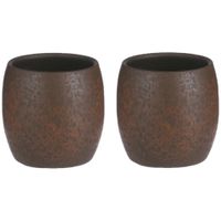 Mica Decorations Bloempot/plantenpot - 2x - roest/terracotta bruin - voor kamerplant - H14 x D16 cm