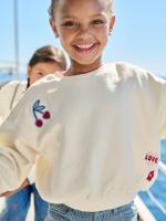 Sweater voor meisjes met smeltbare patch. ecru