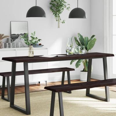 Tafelblad natuurlijke rand 180x50x(2-6)cm eikenhout donkerbruin