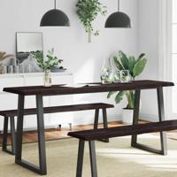 Tafelblad natuurlijke rand 180x50x(2-6)cm eikenhout donkerbruin