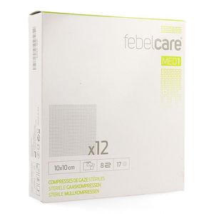 Febelcare Med1 Steriele Gaaskompres 10x10,0cm 12x1