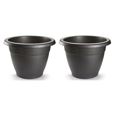 6x Antraciete plantenbakken/bloempotten 40 cm rond