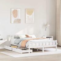 Bedframe zonder matras massief grenenhout wit 150x200 cm