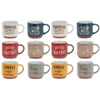 Siaki Koffiemokken - set van 12x stuks - aardewerk - glans afwerking - 260 ml - theemokken