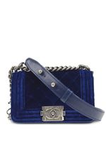 CHANEL Pre-Owned sac porté épaule Boy Chanel en velours (2013) - Bleu - thumbnail