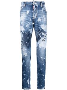 DSQUARED2 jean droit à effet taches de peinture - Bleu