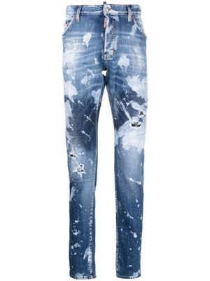 DSQUARED2 jean droit à effet taches de peinture - Bleu