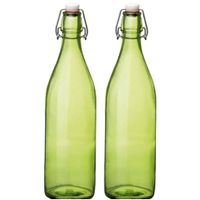 Set van 2x stuks groene giara flessen met beugeldop 30 cm van 1 liter