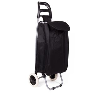 Boodschappen trolley tas - inhoud 40 liter - zwart - met wielen - 32 x 21 x 92 cm